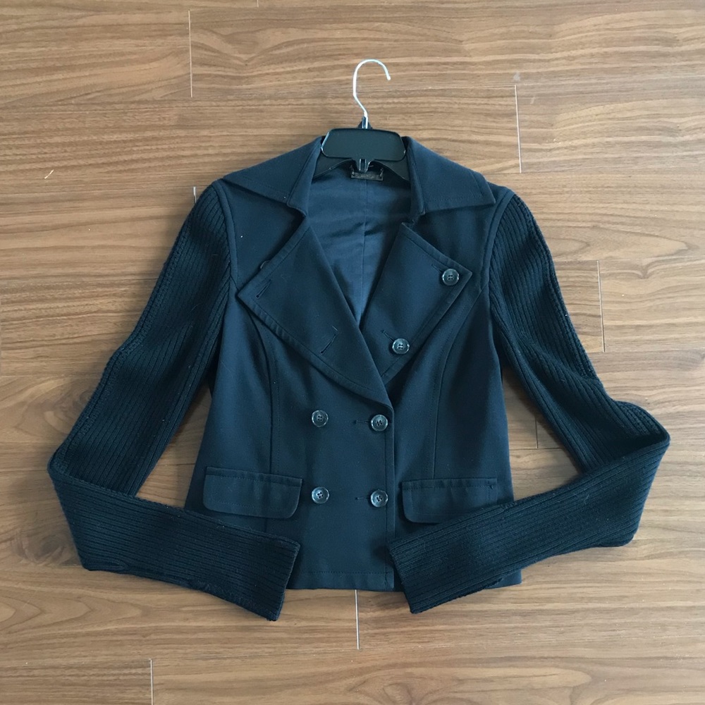 Black Theory Blazer With Wool Arms